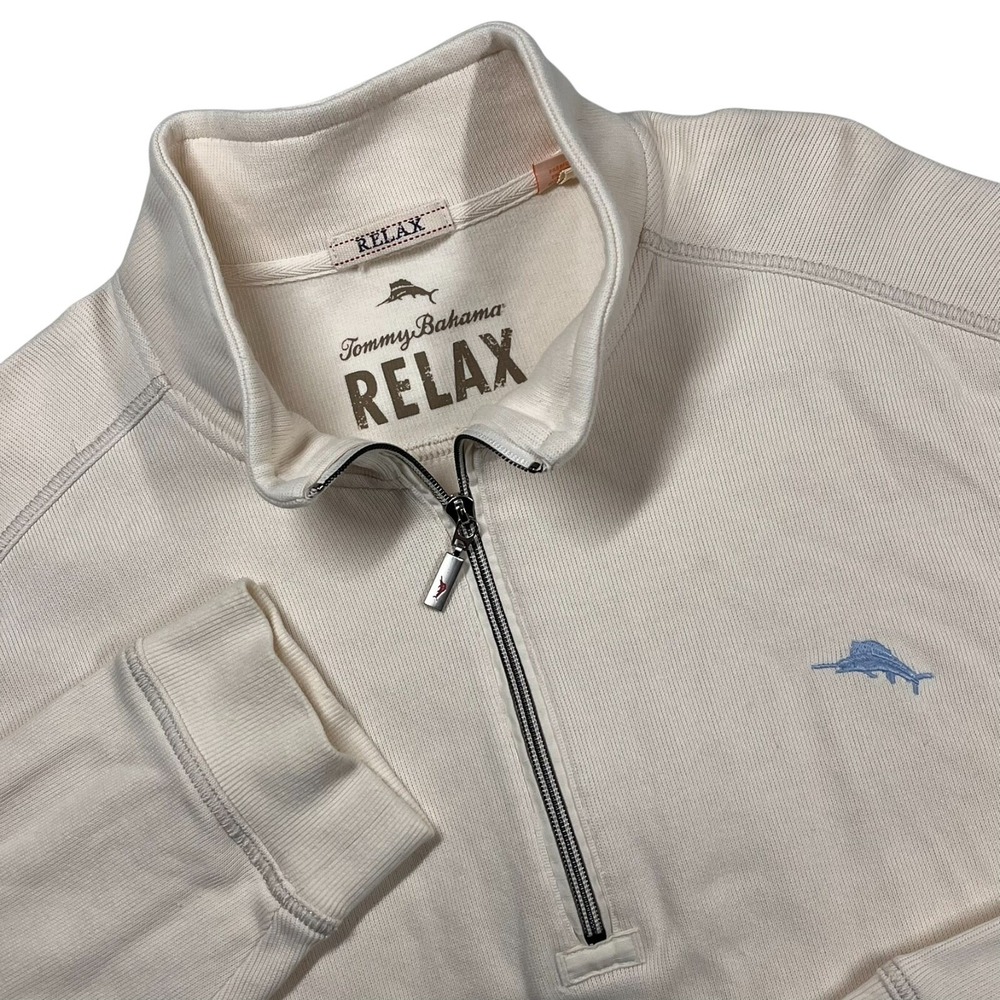Tommy Bahama Relax Antigua Cove 1/2 Zip Pullover Sweater Men's 3XL Preppy Cream